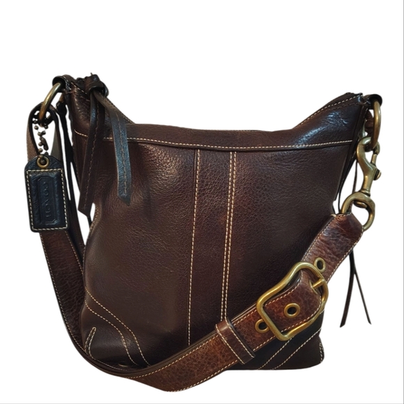 Vintage Y2K Retro Coach Brown Bleeker Slim Duffle Crossbody Shoulder 10398 - Picture 1 of 12